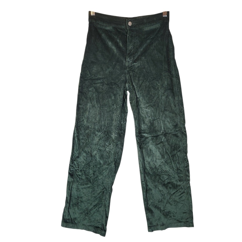 Madewell Emmett Wide-Leg Corduroy Pants Women's 24 Forest Green High Rise